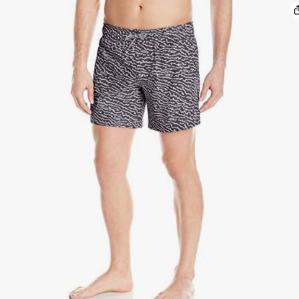 Bench Men's Retro All Over Print Swim Trunk White Back Pocket NWT